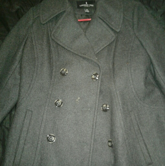 dark grey London Fog size M pea coat - Picture 2 of 3